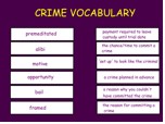 Matching terms and definitions pertaining to crime writing on the interactive whiteboard's image