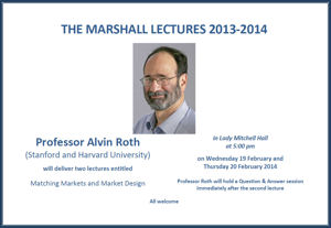 Marshall Lecture 2013-2014 Professor Alvin Roth - Matching Markets and Market Design - Lecture 1's image